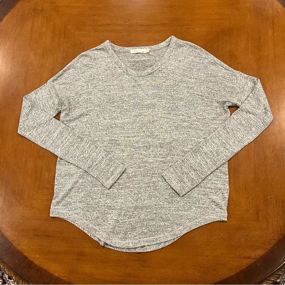 Rag & Bone Women’s Hudson Long-Sleeve Relaxed Fit Jersey Tee XS Heather Gray - Picture 4 of 16